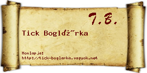 Tick Boglárka névjegykártya